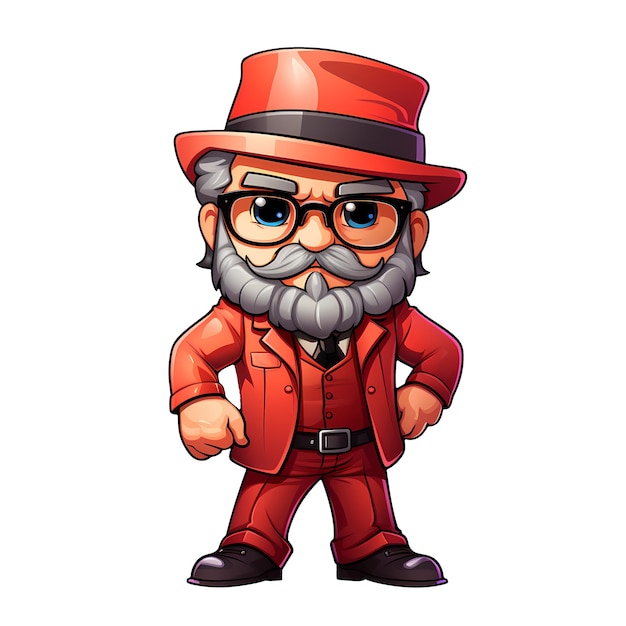 Cute Santa Claus American Retro Style Clipart Illustration