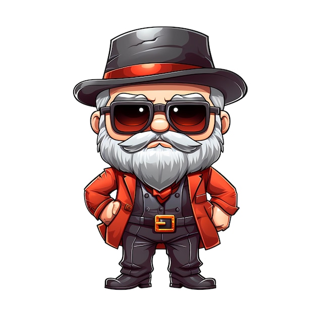 Cute Santa Claus American Retro Style Clipart Illustration