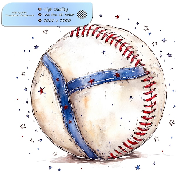 PSD a cute and simple illustration of a baseball pattern on transparent background