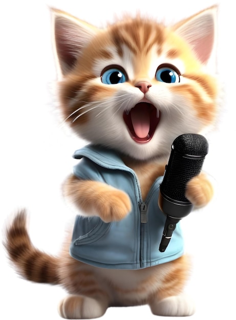 Cute Singer Kitten character design AiGenerated