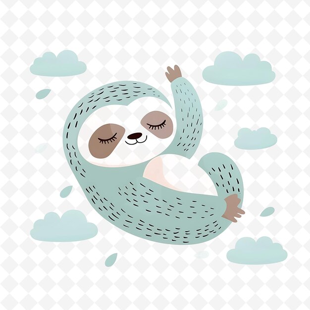 PSD a cute sloth with eyes closed and a cloudy sky background