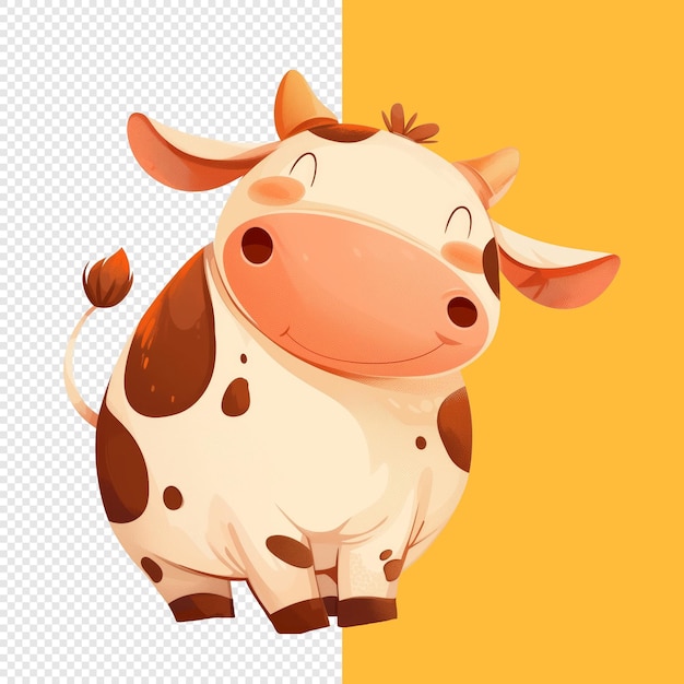 PSD cute smiling cow cartoon illustration