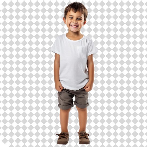 A cute smiling kid wearing white Shirt isolated on transparent background PSD