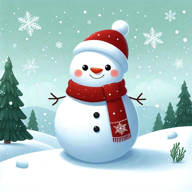 PSD cute snowman character