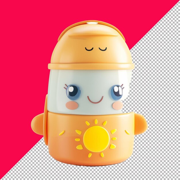 PSD cute sunscreen lotion 3d isolated render transparent background png psd