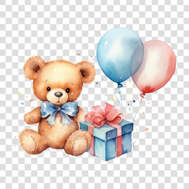 PSD cute teddy bear gift illustration