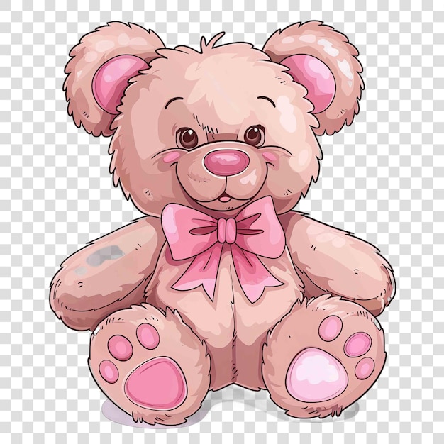 cute teddy bear with pink color bow watercolor