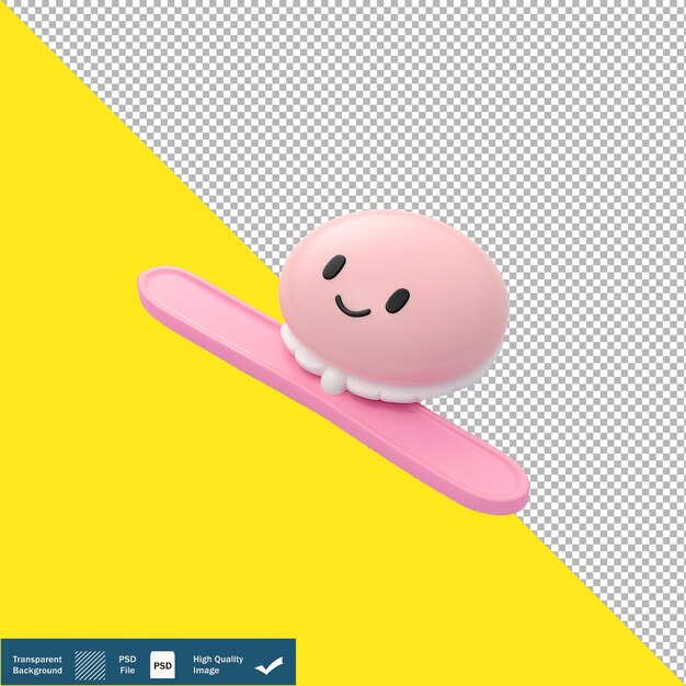 Cute Tongue Depressor 3D Isometric Render transparent background PNG PSD