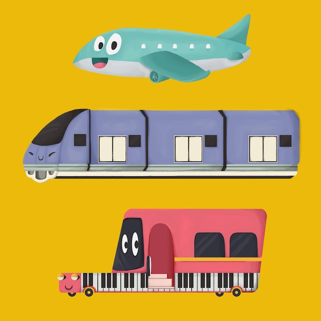 cute Transportation Illustration for animation asset