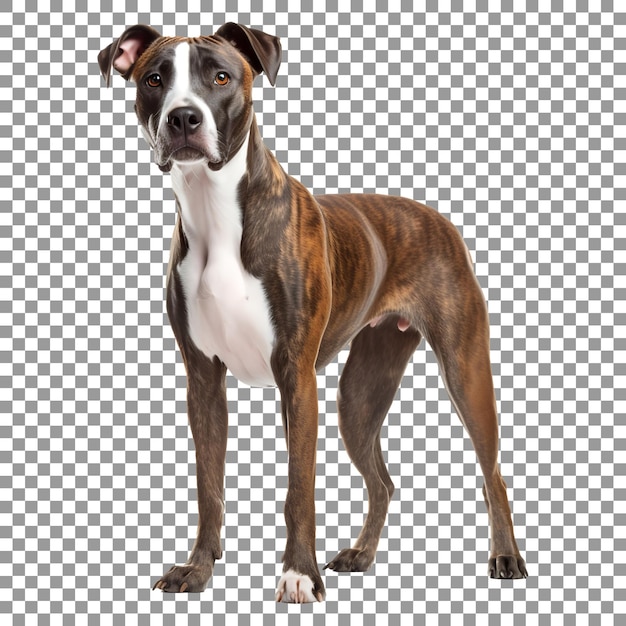 Cute treeing Tennessee brindle breed dog isolated on transparent background