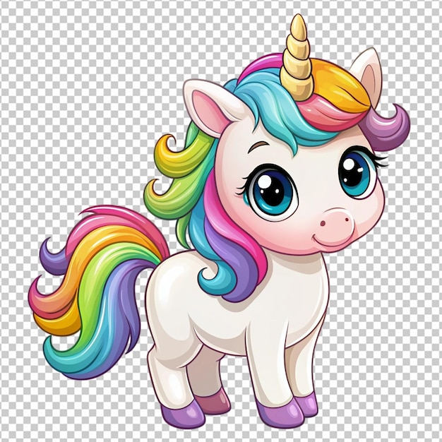 PSD cute unicorn cartoon illustration on white background