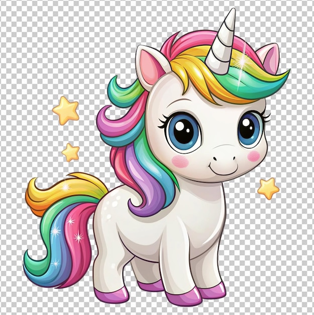 PSD cute unicorn cartoon illustration on white background