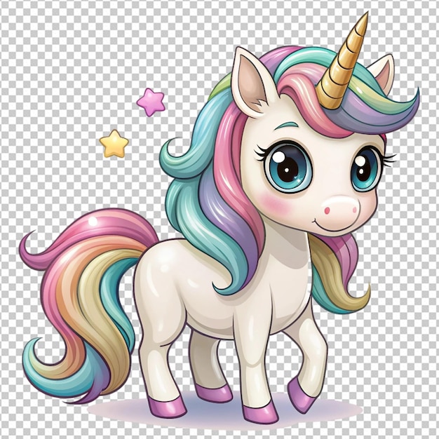 PSD cute unicorn cartoon illustration on white background