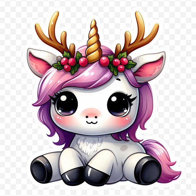 PSD a cute unicorn with a pink bow on its head and a pink bow on its head