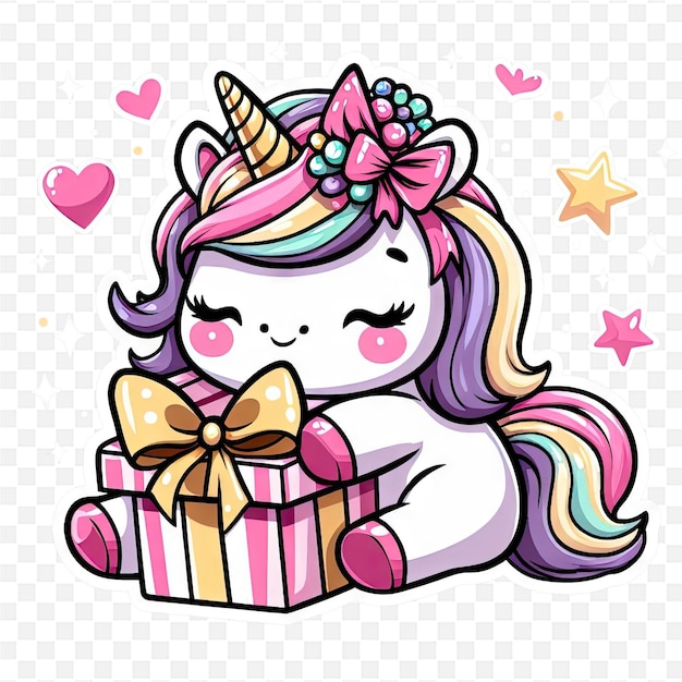 PSD a cute unicorn with a pink unicorn and a pink bow