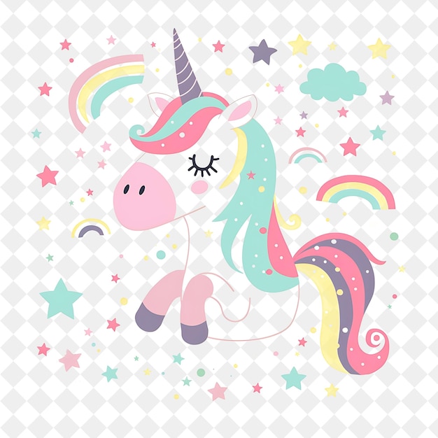 PSD a cute unicorn with a rainbow on the top of it