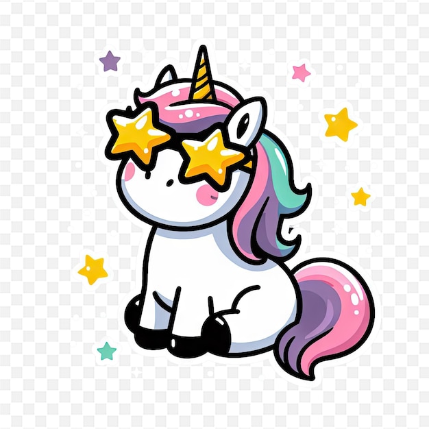 PSD a cute unicorn with a star on its head and the words unicorn