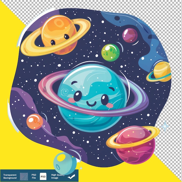 Cute Universe Cartoon Vector Icon Illustration transparent background PNG PSD