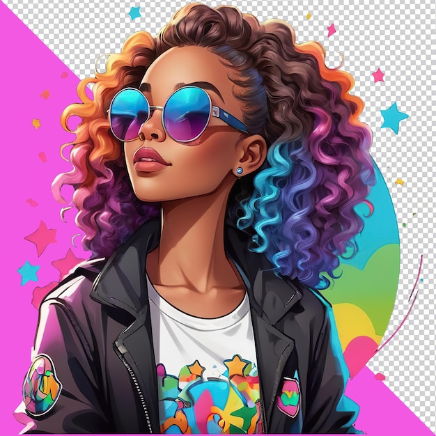 Cute urban girls wearing sunglasses illustration