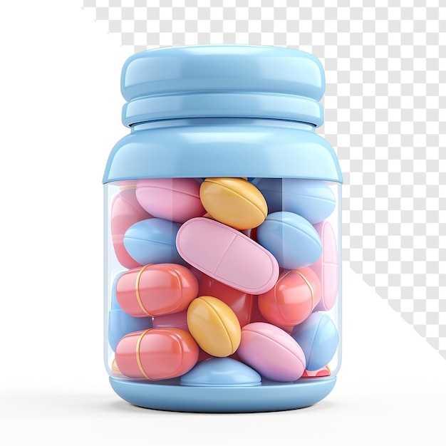 Cute Vector Cartoon Style Blue Jar of Vitamins Icon