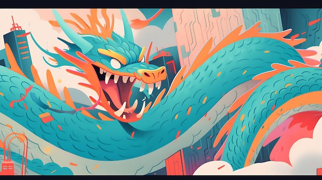 PSD cute vector chinese new year dragon