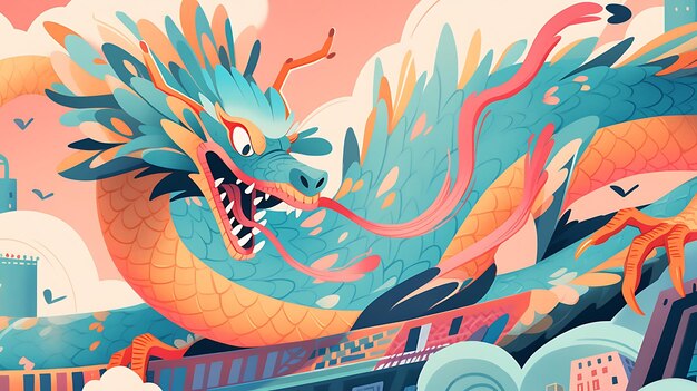 PSD cute vector chinese new year dragon