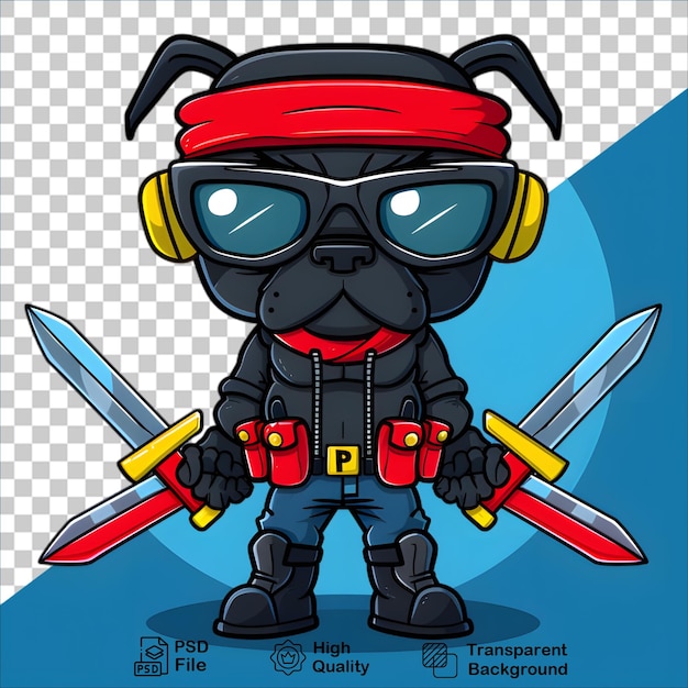 Cute Vector Ninja Dog with Sword