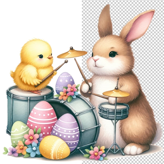 Cute Watercolor Easter Bunny Clipart Illustration