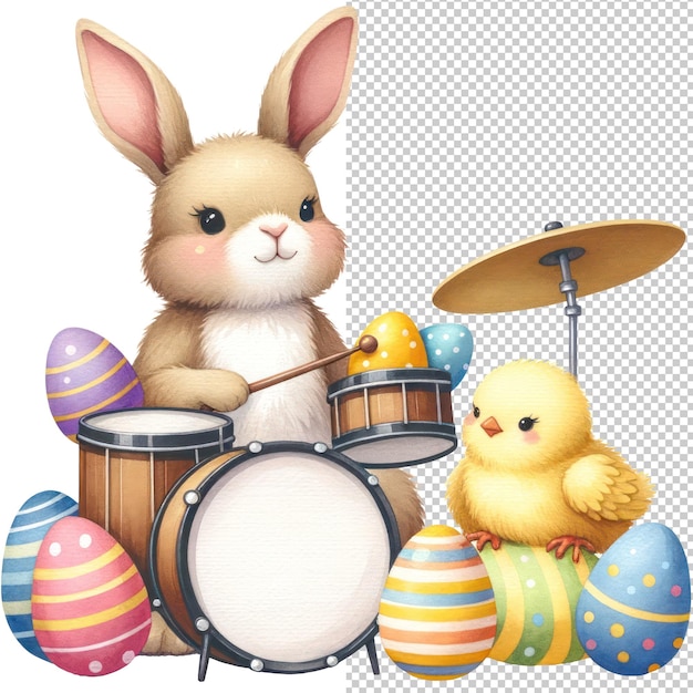 Cute Watercolor Easter Bunny Clipart Illustration