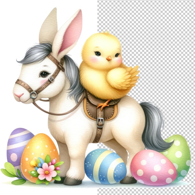 Cute Watercolor Easter Bunny Clipart Illustration