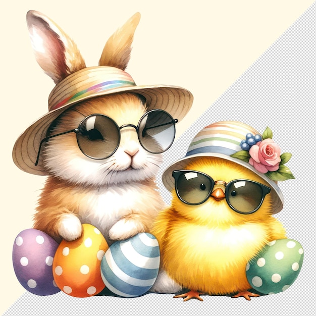 Cute Watercolor Easter Bunny Clipart Illustration