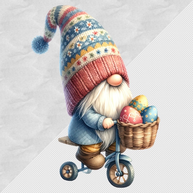 Cute Watercolor Gnome Easter Day Clipart Illustration