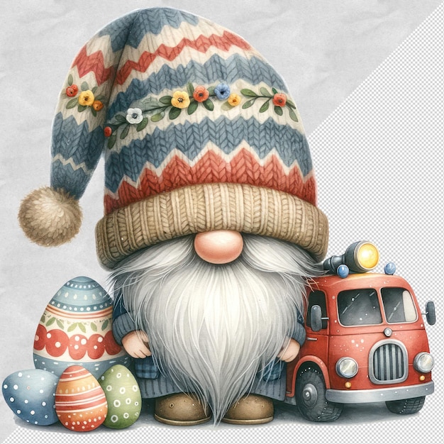 Cute Watercolor Gnome Easter Day Clipart Illustration