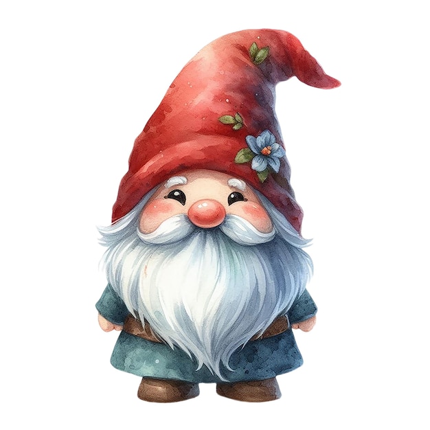 Cute Watercolor Gnome Fantasy Character PSD Clipart