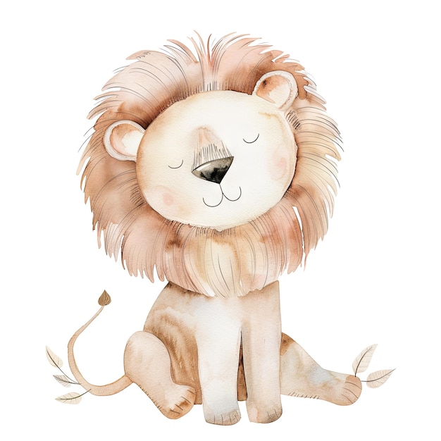 PSD cute watercolor lion illustration for children39s decor and nursery art