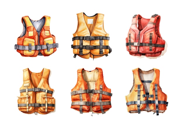 PSD cute watercolor painting style illustration of life vest isolated on white background