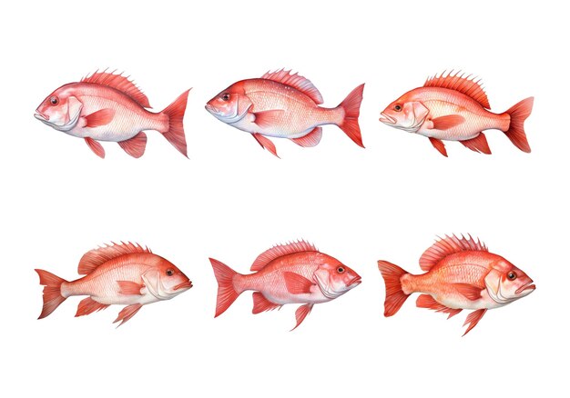 Cute watercolor painting style illustration of Red Snapper isolated on white background