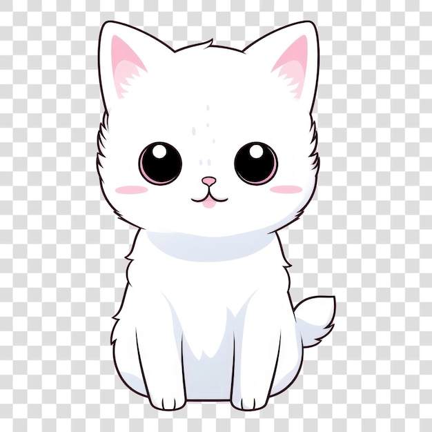 PSD cute white cartoon kitten graphic