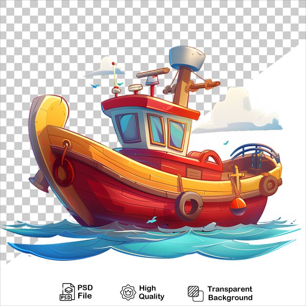 PSD cute wooden boat cartoon isolated