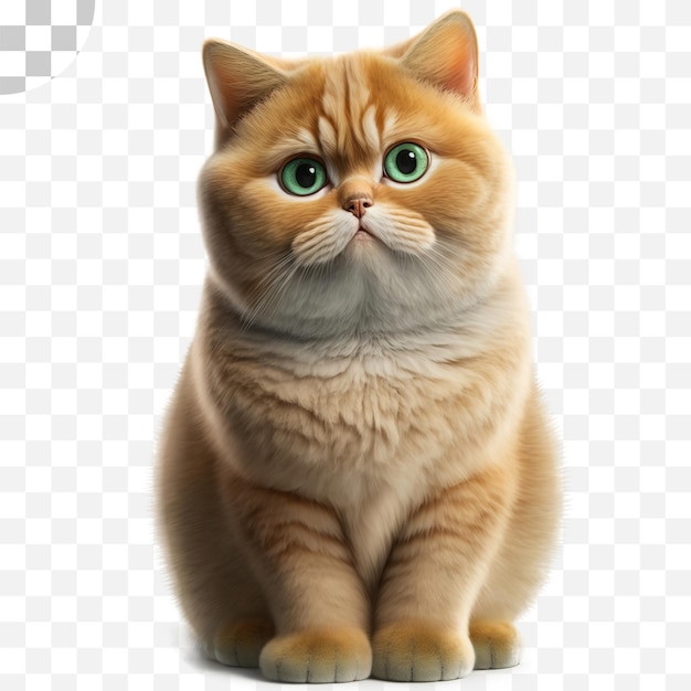 Cute yellow cat with green eyes PNG background