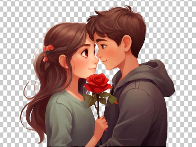 PSD cute young couple cartoon character