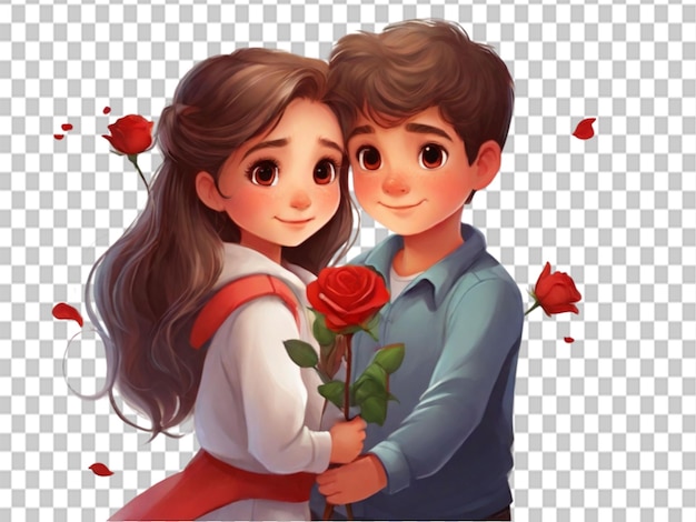 PSD cute young couple cartoon character