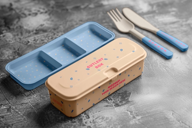 Cutlery box mockup design