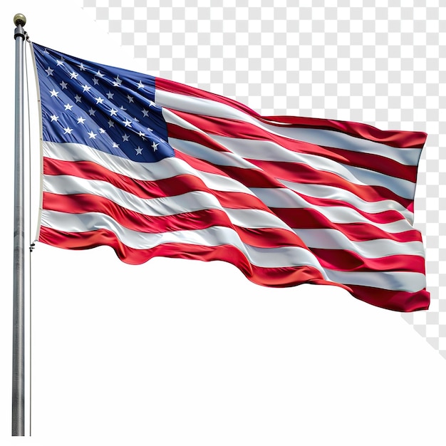 Cutout American Flag on Transparent Background