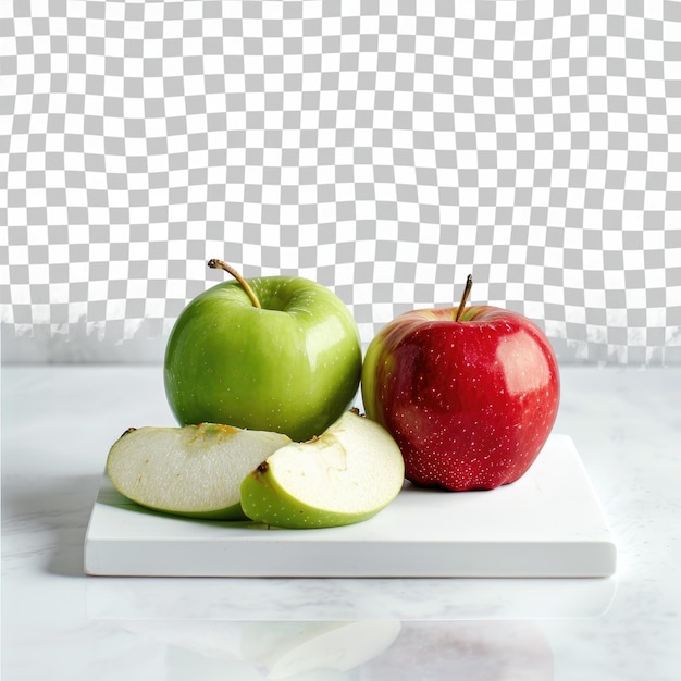 a cutting board with apples and one with one that says apple