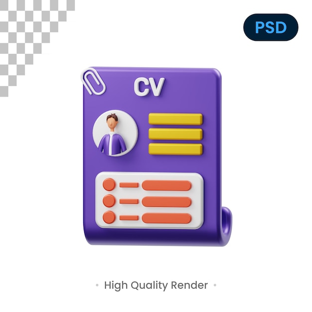 CV 3D Render Illustration Premium Psd