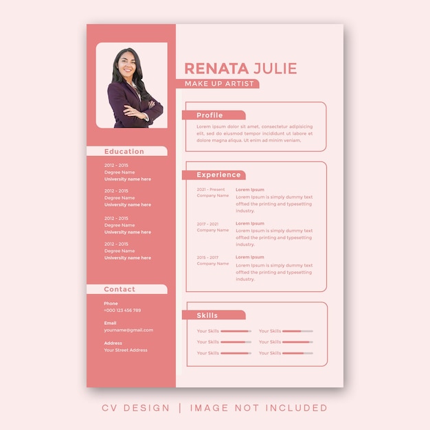 cv design template feminime women simple minimalist modern design cv resume for women pink 3