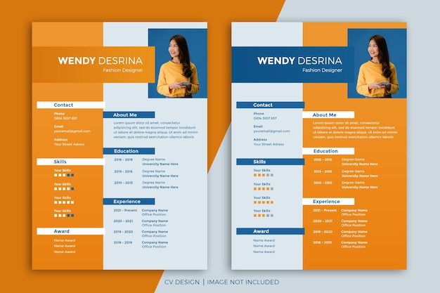 cv set design creative resume design template orange