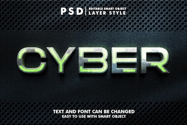 Cyber 3d text effect premium psd