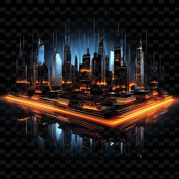 Cyber City Cyberpunk City Lines High Tech Skyscrapers Electr PNG Y2K Shapes Transparent Light Arts